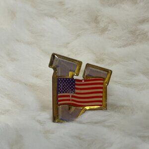Vintage V for Victory American Flag Pin